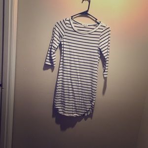 Black and white striped mini fitted dress